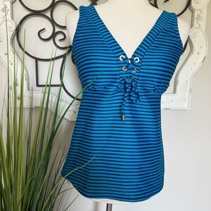 LANDS’ END Size 10 Gorgeous Textured Tankini Swimsuit Top in Blue